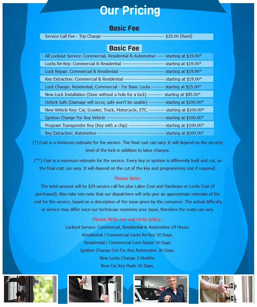 Cleveland Locksmith Master, Cleveland, OH 216-365-7069 - Pricelist